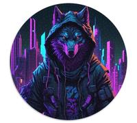 Puzzles 1000 pièces pour Adultes Magic Wolf Puzzles Ronds Interaction familiale et défi cérébral, défi d'activité familiale 67,5 x 67,5 cm