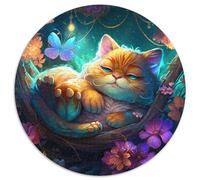 Puzzles 1000 pièces pour Adultes Magnifique Chat Garfield Puzzles Ronds en Papier pour Les fêtes et Les Anniversaires 1000 pièces (67,5x67,5cm)