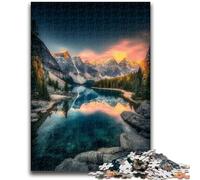Puzzles 1000 pièces pour Adultes Magnifiques Montagnes et Lacs Difficile et Stimulant avec Affiche et fiche de Questions correspondantes pour Les 14 Ans 50x75cm