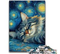 Puzzles 1000 pièces pour Adultes Maine Coon Ciel Nocturne pour et à partir de 14 Ans Jeu Pratique Jeu de Noël Cadeaux 26x38cm