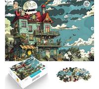 Puzzles 1000 pièces pour Adultes Maison Folle V2 Compétition de Vitesse Manuelle avec des pièces de Formes aléatoires entièrement imbriquées 38x26cm
