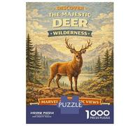 Puzzles 1000 Pièces pour Adultes Majestic Deer in Wilderness Puzzle À Monter Soi-même, Un Jeu Amusant Et Humoristique, Idéal comme Cadeau pour Toute La Famille 52x38cm/1000pcs