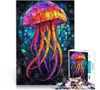 Puzzles 1000 pièces pour Adultes Méduse en vitrail Défi Difficile pour soulager Le Stress Offrir en Cadeau à Toute la Famille 38x26cm