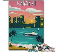 Puzzles 1000 pièces pour Adultes Miami Floride Voyage Art, Jouet éducatif et décompressant, idéal comme Cadeau pour Toute la Famille 26x38cm
