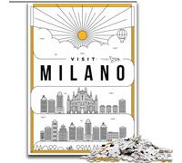 Puzzles 1000 pièces pour Adultes Milan Italie Convient aux Personnes de 14 Ans et Plus Jeu éducatif Jouet de défi Cadeau pour Les Anniversaires (38x26cm) 1000 pièces