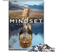 Puzzles 1000 pièces pour Adultes Mindset is Everything Puzzles Lion pour Adultes Taille 26x38cm Jeu Adulte Cadeau Jeu interactif Familial Défi cérébral Cadeau