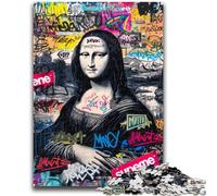Puzzles 1000 pièces pour Adultes Mona Lisa est drôle Jeux de détente Jeu éducatif pour Anniversaire, Noël pour et 14 Ans et Plus 50x75cm