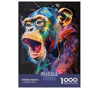 Puzzles 1000 Pièces pour Adultes Monkey Popart Painting Puzzle Adulte Jeux De Société pour S'amuser en Famille Cadeau d'anniversaire, Cadeaux, 38x26cm/1000pcs