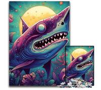 Puzzles 1000 pièces pour Adultes Monster Shark Puzzles Difficiles pour Adultes Casse-tête DIY Stimulant pour Adolescents 26x38cm/10,23x14,96 Pouces