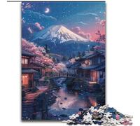 Puzzles 1000 pièces pour Adultes Mont Fuji et cerisiers en Fleurs Puzzles pour Adultes 1000 pièces, ce Qui en Fait Un Excellent Cadeau pour s'amuser en Famille (Taille 26x38cm)