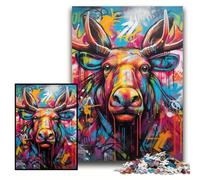 Puzzles 1000 pièces pour Adultes Moose Graffiti Puzzles stimulants 26x38cm Parfait pour Les Adolescents et la décoration intérieure