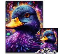 Puzzles 1000 pièces pour Adultes, Motif Canard Violet coloré, Puzzles en Bois, soirées de Jeux en Famille, décoration à Faire soi-même, 50x75cm/19,68x29,52 Pouces