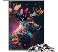Puzzles 1000 pièces pour Adultes,Motif Cerfs Arc-en-Ciel et Fleurs,Puzzles pour Adultes,1000 pièces pour créer des Liens familiaux,Cadeau Unique pour Les fêtes et Les Anniversaires (Taille 50x75cm)