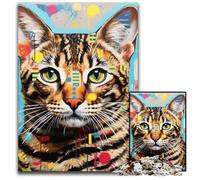 Puzzles 1000 pièces pour Adultes, Motif Chat du Bengale, pour activités Amusantes à la Maison, Cadeaux d'anniversaire, Cadeaux de Voyage, 50x75cm / 19,68x29,52 Pouces