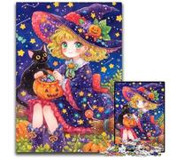 Puzzles 1000 pièces pour Adultes, Motif Chat et Fille animée, en Carton, Design Complexe pour Adolescents, décoration DIY et Divertissement Stimulant pour Le Cerveau, 26x38cm