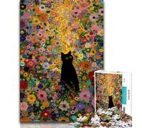 Puzzles 1000 pièces pour Adultes, Motif Chat Noir Abstrait Artistique, Jouets addictifs pour stimuler l'intelligence cérébrale, Cadeaux pour Amis et Famille, à partir de 14 Ans, 38x26cm