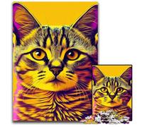Puzzles 1000 pièces pour Adultes, Motif Chat Pop Art, Casse-tête pour Adultes, Jeu interactif et Stimulant pour Adolescents, 26x38cm/10,23x14,96 Pouces