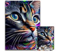 Puzzles 1000 pièces pour Adultes, Motif Chat Pop Art, Parfaits pour s'amuser en Famille, Jouer en Groupe ou pour Un Anniversaire 50x75cm/19,68x29,52 Pouces