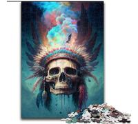 Puzzles 1000 pièces pour Adultes, Motif crâne Indien, idéal pour Un Anniversaire, des Vacances, Noël ou Halloween (Taille 50x75cm)