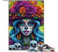 Puzzles 1000 pièces pour Adultes, Motif crâne Mexicain, pour Filles Développe la Coordination œil-Main Idéal comme Cadeau d'anniversaire (Taille 50x75cm)