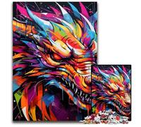 Puzzles 1000 pièces pour Adultes, Motif Dinosaures et Graffitis, pour activités Amusantes à la Maison, Cadeaux d'anniversaire et de Voyage, 50x75cm / 19,68x29,52 Pouces