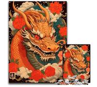 Puzzles 1000 pièces pour Adultes Motif Dragon Japonais Vintage Jeu interactif en Papier idéal pour Les familles à partir de 14 Ans 1000 pièces (38 x 26 cm)