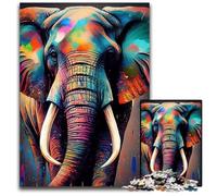 Puzzles 1000 pièces pour Adultes, Motif éléphant Pop Art, Casse-tête Stimulant pour Adolescents, Jeu interactif Familial 50x75cm/19,68x29,52 Pouces