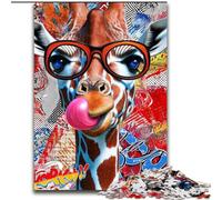 Puzzles 1000 pièces pour Adultes, Motif Girafe et Graffiti, idéal pour Les Anniversaires, Halloween, Thanksgiving et Pâques (Taille 50x75cm)