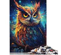 Puzzles 1000 pièces pour Adultes, Motif Hibou, Ciel étoilé psychédélique coloré, Puzzles pour Adultes, Jeux de 1000 pièces, Jouets pour la Famille, Cadeau, 1000 pièces (75 x 50 cm)