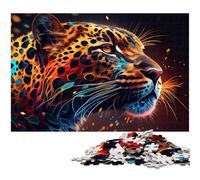 Puzzles 1000 pièces pour Adultes, Motif léopard, Jeu interactif Familial, Cadeau Artisanal avec Illustrations colorées, 26x38cm / 10,23x14,96 Pouces