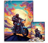 Puzzles 1000 pièces pour Adultes, Motif Moto coloré, Puzzles en Bois, Jeu de réflexion pour Adolescents et Interaction familiale, 50x75cm / 19,68x29,52 Pouces