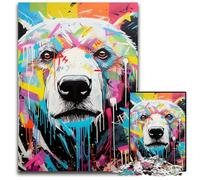 Puzzles 1000 pièces pour Adultes, Motif Ours Polaire Graffiti, activités Amusantes à la Maison, Cadeaux d'anniversaire, Cadeaux de Voyage, 26x38cm / 10,23x14,96 Pouces