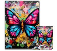 Puzzles 1000 pièces pour Adultes, Motif Papillons et Graffitis, pour activités Amusantes à la Maison, Cadeaux d'anniversaire et de Voyage, 26x38cm / 10,23x14,96 Pouces
