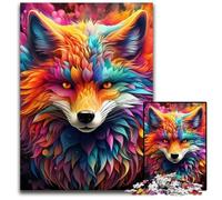 Puzzles 1000 pièces pour Adultes, Motif Renard coloré, en Carton, Jeu de réflexion pour Adolescents et Interaction familiale, 26x38cm / 10,23x14,96 Pouces