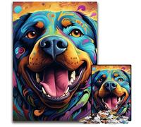 Puzzles 1000 pièces pour Adultes, Motif Rottweiler coloré, Puzzles en Bois, Jeu de réflexion pour Adolescents et Interaction familiale, 50x75cm / 19,68x29,52 Pouces