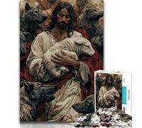 Puzzles 1000 pièces pour Adultes Moutons et Jésus, Jeux éducatifs, décoration d'intérieur, Jeu éducatif pour Anniversaire, Noël (38x26cm)