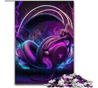 Puzzles 1000 pièces pour Adultes Musique Live Néon en Bois, Jeu Familial interactif, adapté aux 14 Ans et Plus 50x75cm Stimulant et divertissant, activité familiale