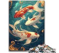Puzzles 1000 pièces pour Adultes Mystérieux Koi Convient aux 14 Ans et Plus Jouet intellectuel Jeu éducatif pour Anniversaire et Noël 26x38cm