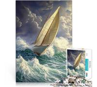 Puzzles 1000 pièces pour Adultes Naviguer à Travers la tempête Fabriqué en Carton Convient aux 14 Ans et Plus Jouets Jeux Éducatifs Anti-Stress Don d'œuvres d'art。Taille：38x52cm/14.96x20.47pouce