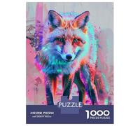 Puzzles 1000 Pièces pour Adultes Neon Glitch Fox Puzzle pour Adultes Jeu Manuel Améliore La Mémoire Offrez-Le en Cadeau À Toute La Famille 38x26cm/1000pcs