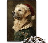 Puzzles 1000 pièces pour Adultes, Noël, Golden Retriever, Divertissement en Famille, activités à la Maison, Cadeau d'anniversaire, Cadeaux de Voyage, pour Les Enfants de 14 Ans et Plus, 26x38cm