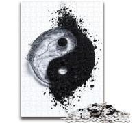 Puzzles 1000 pièces pour Adultes, Noir et Blanc, Yin et Yang, Jeu Familial, Anti-Stress, défi Difficile, adapté aux Couples, 26x38cm