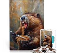 Puzzles 1000 pièces pour Adultes Nouilles Ramen Amusantes au Castor Coupe de précision Liste de souhaits avec Le Père Noël 38x26cm