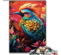 Puzzles 1000 pièces pour adultes Oiseau d'art coloré en bois, ce qui en fait un excellent cadeau pour s'amuser en famille 50x75cm pour les vacances, les anniversaires et les soirées de jeux en famille