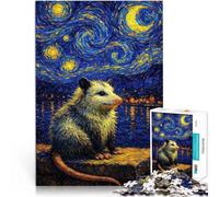 Puzzles 1000 pièces pour Adultes Opossum Nuit étoilée Séjour Anti-Stress pour Tuer Le Temps Convient aux Couples 52x38cm