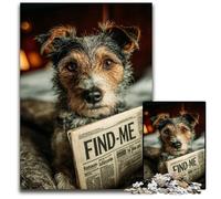 Puzzles 1000 pièces pour Adultes ou familles Chien lisant Un Journal Puzzles en Bois Décoration d'intérieur colorée et Jeu Familial interactif, 50x75cm