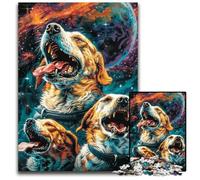 Puzzles 1000 pièces pour Adultes ou familles Chiens dans l'espace Puzzles en Bois Jouet éducatif intellectuel décompressant Bon Cadeau pour Adultes Adolescents 50X75CM