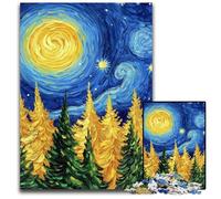 Puzzles 1000 pièces pour Adultes ou familles, Ciel Nocturne, forêt, Puzzles en Carton, Jeux éducatifs, Jouets à Faire soi-même, Cadeau d'anniversaire, Cadeaux pour Les 14 Ans, 26x38cm
