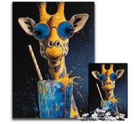 Puzzles 1000 pièces pour Adultes ou familles Girafe Buvant Une Boisson Puzzles en Carton Amusement en Famille, Anniversaire Unique et Cadeaux pour Les Enfants de 14 Ans et Plus 26x38cm