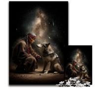 Puzzles 1000 pièces pour Adultes ou familles Guerrier et Loup Puzzles en Bois Jeux éducatifs Jouets DIY, Cadeau d'anniversaire, Cadeaux pour Les 14 Ans 50X75CM